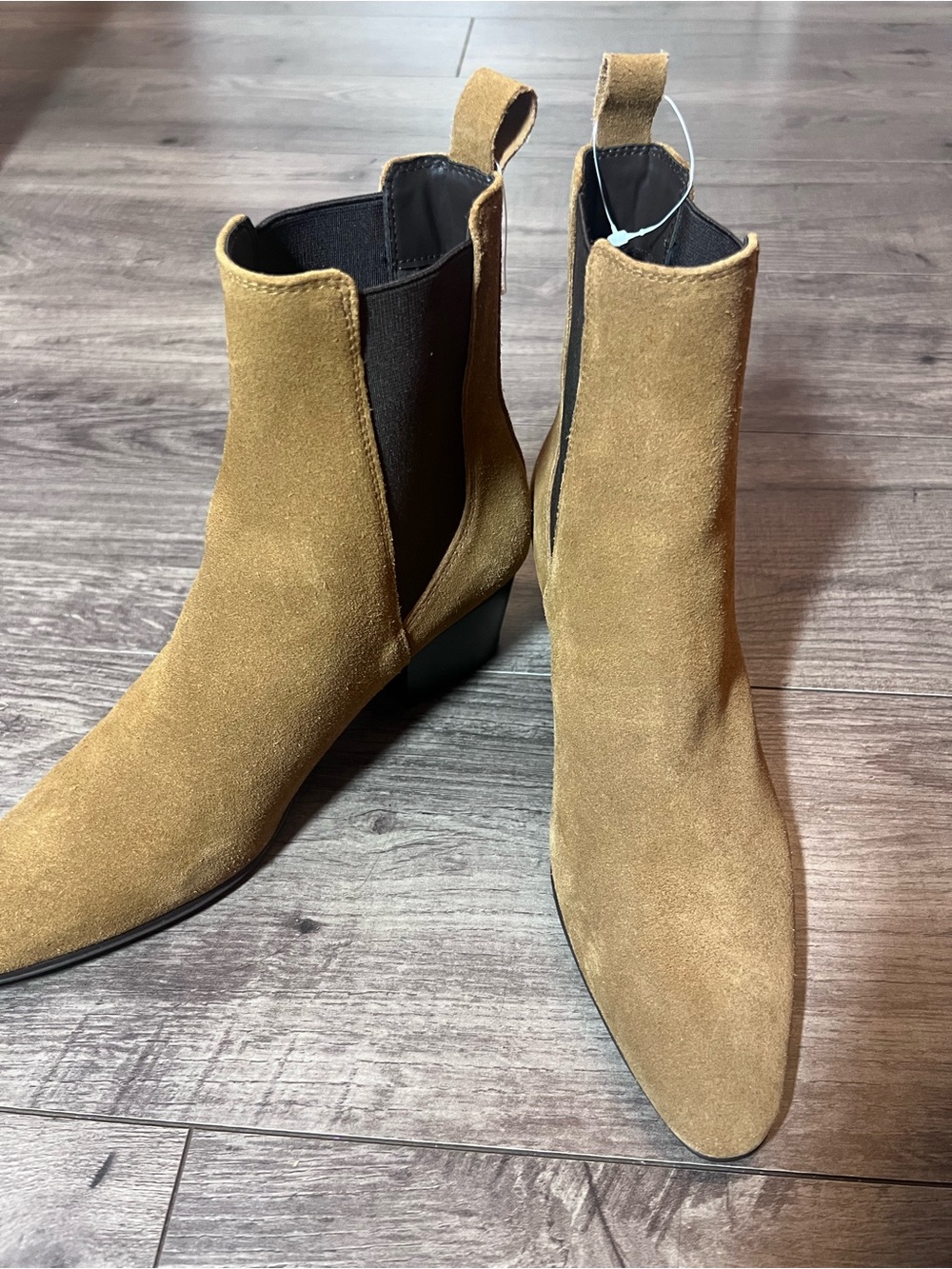 Zara Suede Chelsea Ankle Boots in Camel Brown